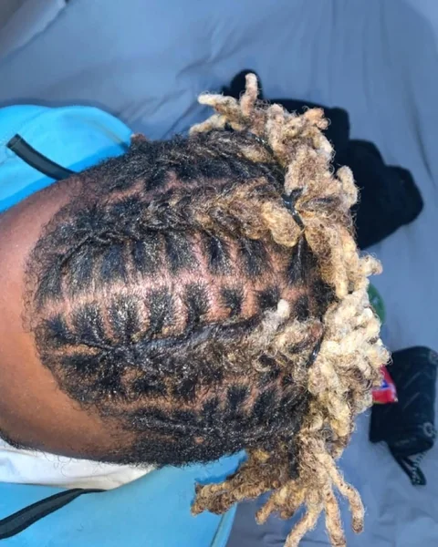 Edgy Blonde Tipped Locs with Intricate Scalp Braids