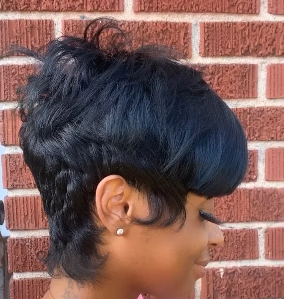 Edgy Jet Black Pixie with Choppy Spiky Layers