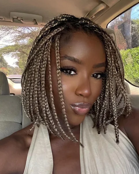 Geometric S-Pattern Cornrows with Cascading Micro-Braids