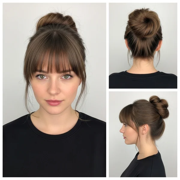 Half Up Half Down Bun with Bangs