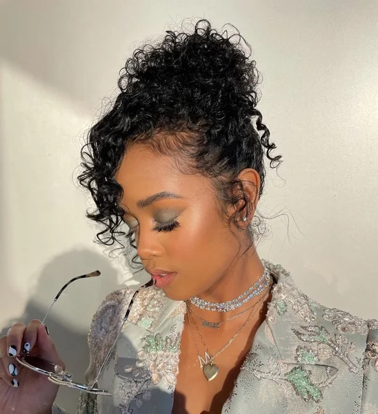 High-Volume Pineapple Updo with Defined Ringlets