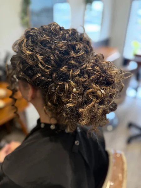 Highlighted Spiral Bun with Pearl Accents