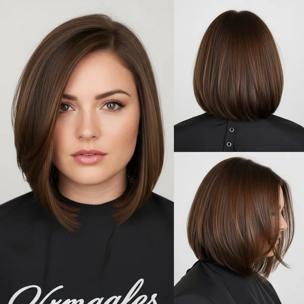 Long Angled Bob Hairstyles With Round Faces