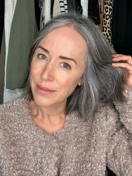 Natural Charcoal Bob with Effortless Silver Highlights