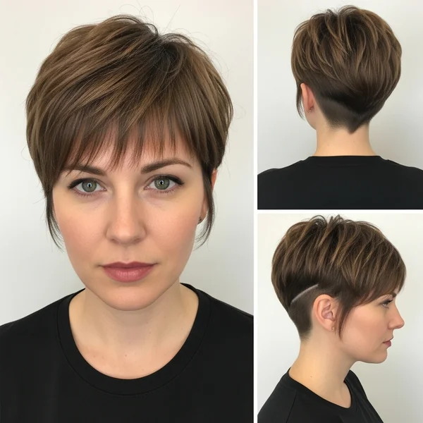 Pixie Haircut with Undercut and Bangs