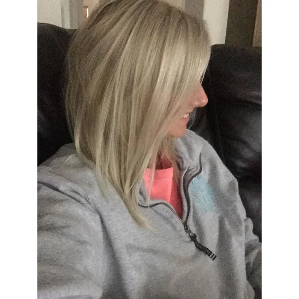 Sleek Ash Blonde Long Angled Bob