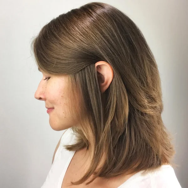 Sun-Kissed Ash Brown Lob with Interior Layers