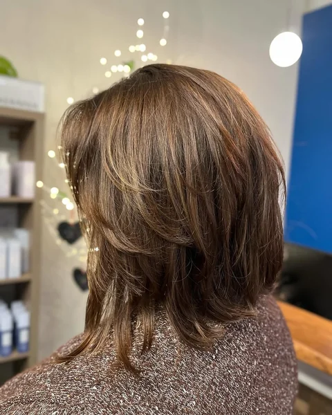 Sun-Kissed Layered Long Angled Bob
