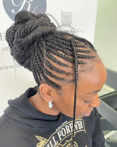 Textured Afro Puff Bun with Laid Natural Edges