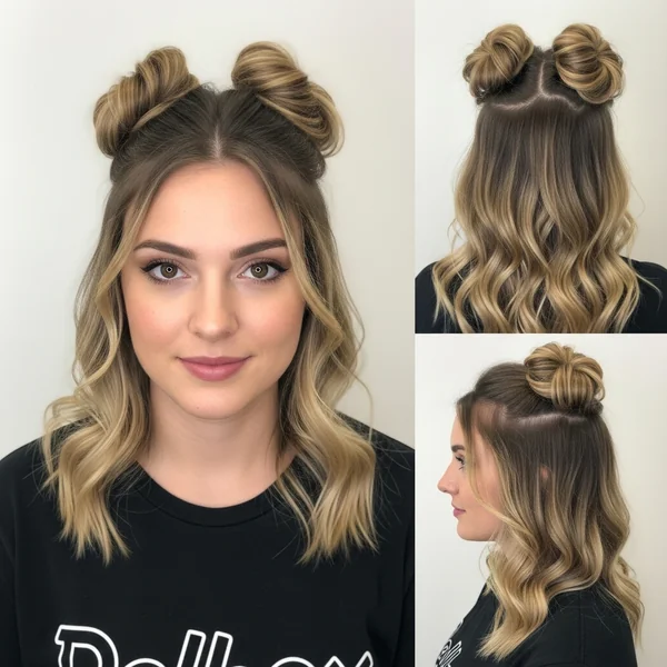2 Bun Half Up Half Down