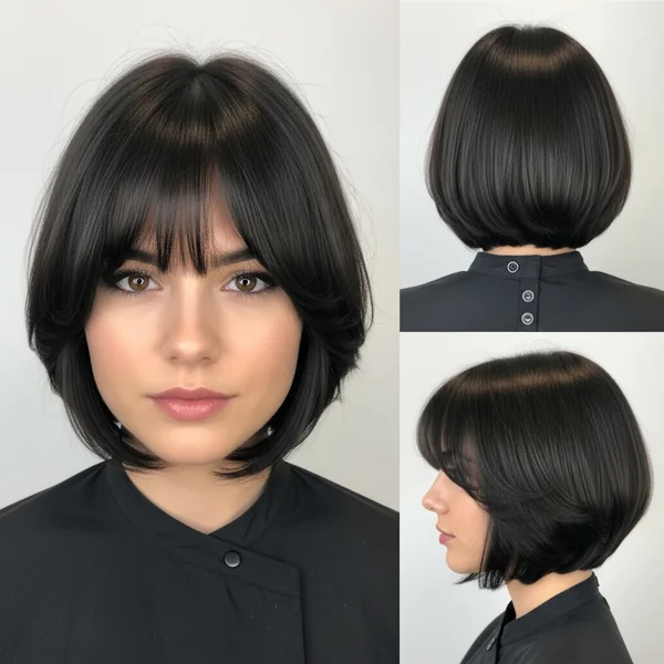 bob haircut with bangs korean