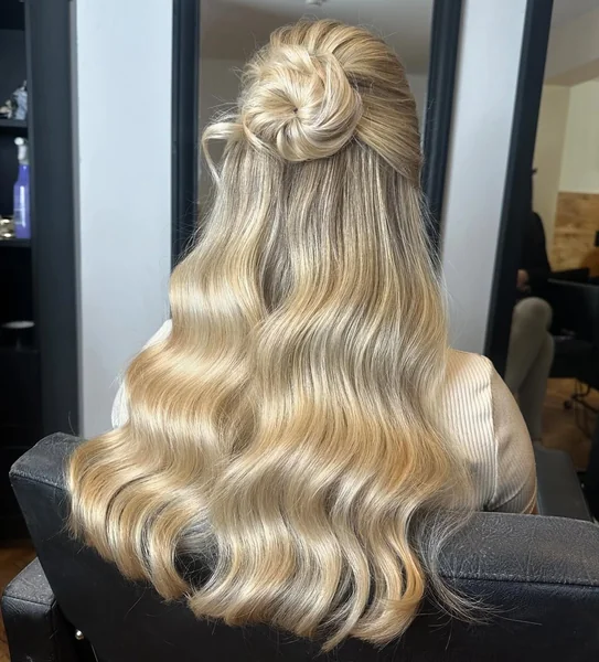 Boho Braided Half-Up Crown with Ribbon Waves