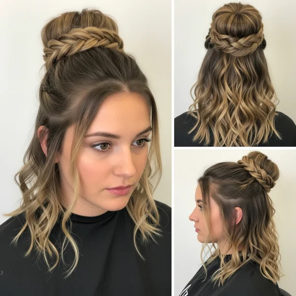 Half Up Half Down Bun With Braids