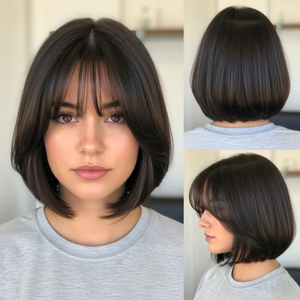 korean bob haircut with curtain bangs