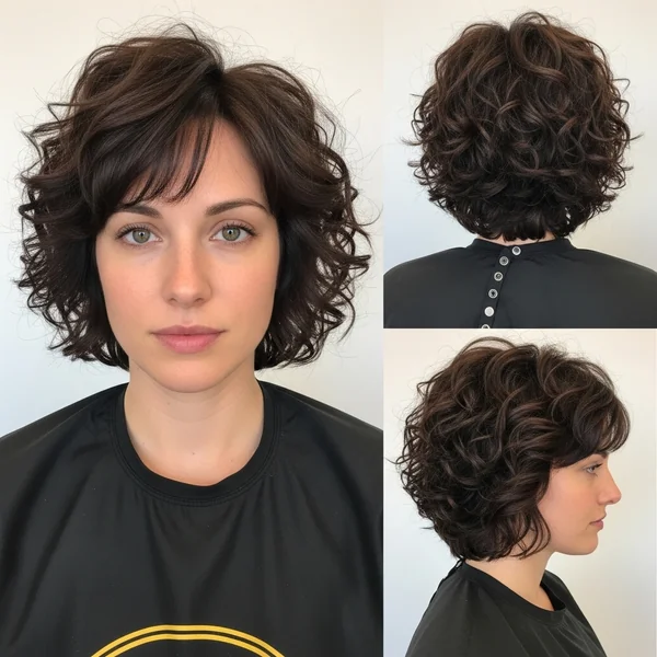 Short Stacked Curly Bob Haircut