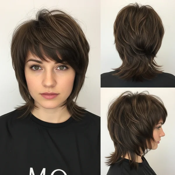 wolf cut brown hair