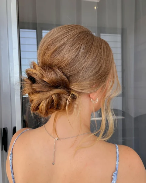 Twisted Low Bun Updo for Medium Hair