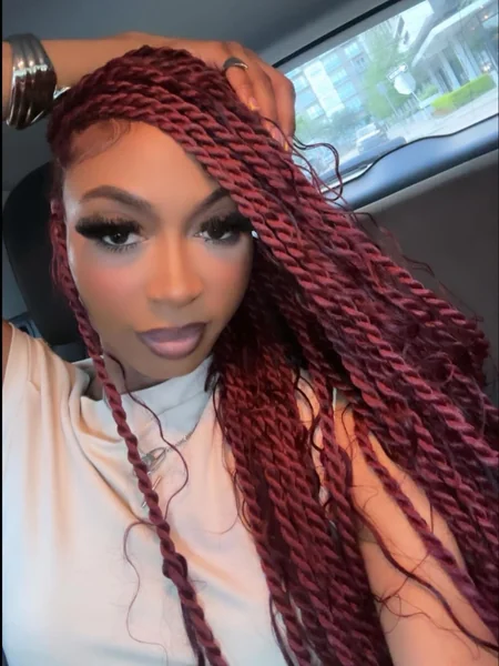 Long Red Senegalese Twist Braids