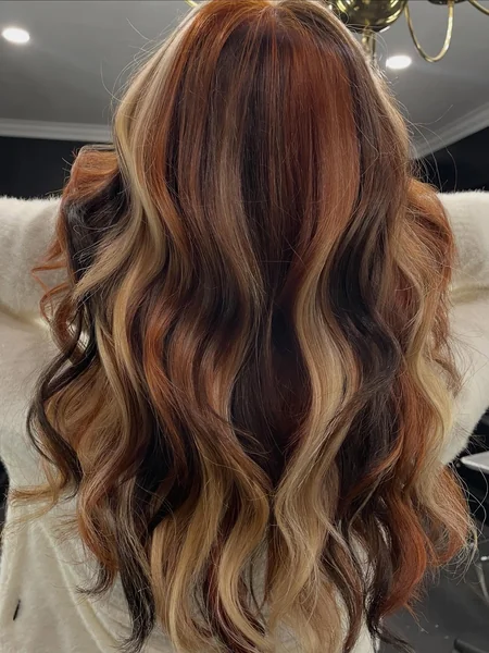 Warm Calico Hair with Red, Blonde & Dark Brown