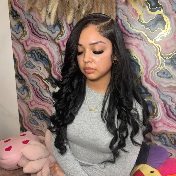 Side Part Wig Long Body Wave Black