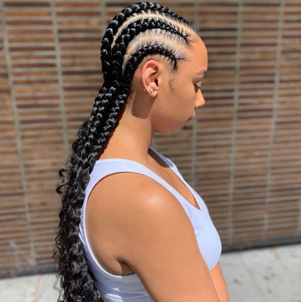Cornrow Ponytail with Curly Ends Black Women