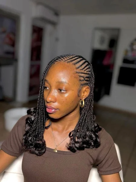 Short Cornrow Bob with Curly Ends