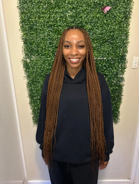Long Caramel Knotless Braids, No Curls