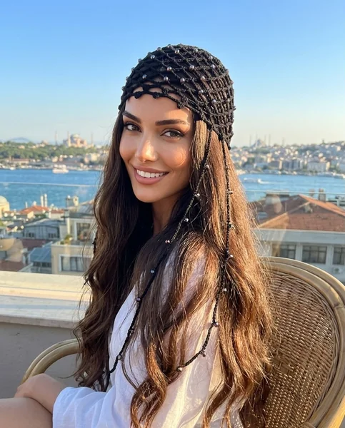 Black Beaded Bandana