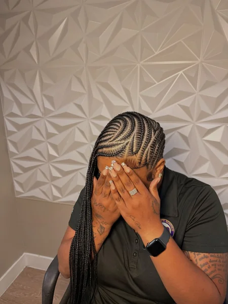 Lemonade Braids with Swirl Design — Face Hidden