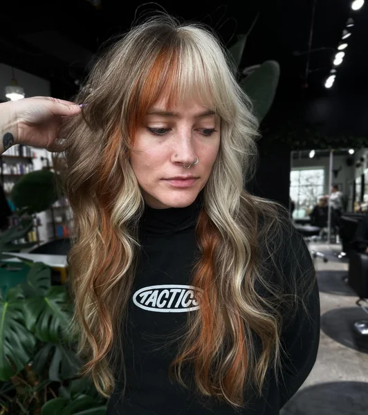 Blonde & Ginger Calico Hair with Bangs