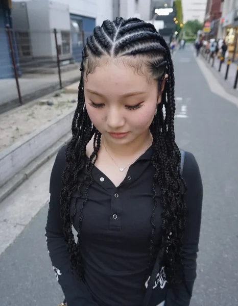 Straight-Back Cornrows into Long Individual Braids