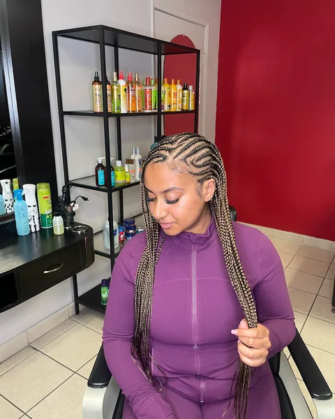 Cornrow and Box Braids Combo with Two-Tone Color