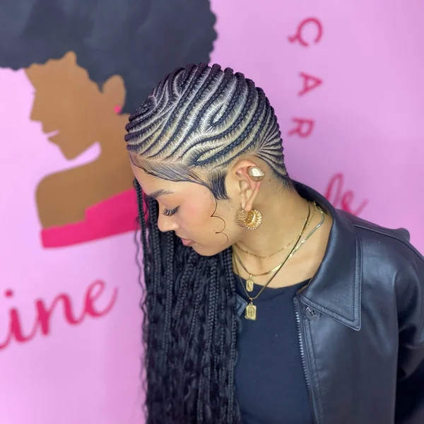 Lemonade Braids with Detailed Small Cornrow Design