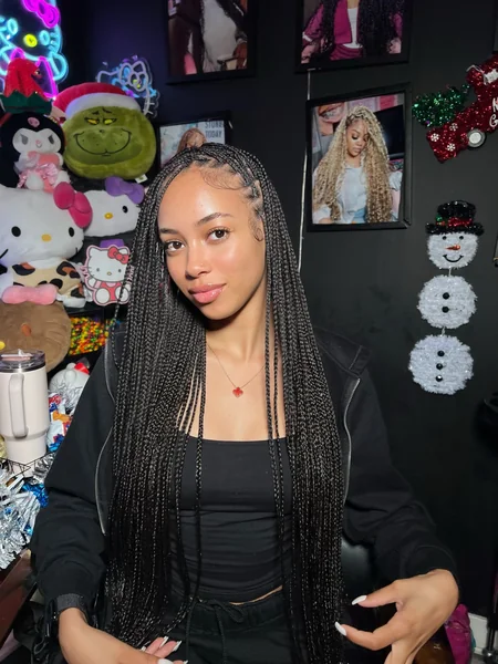 Small Long Black Knotless Box Braids