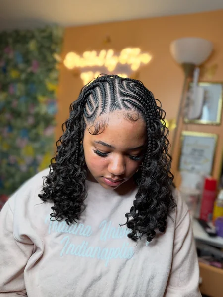 Short Lemonade Braids with Diamond Cornrow Pattern