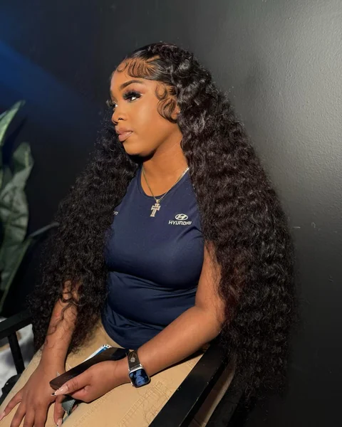 Long Deep Curly Black Wig for Black Women