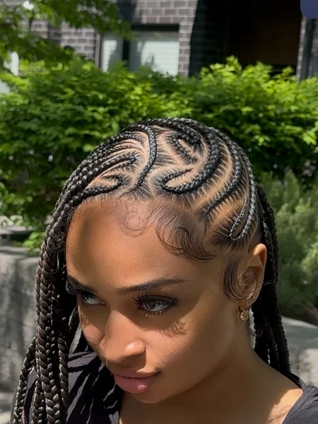 Lemonade Braids with Leaf Cornrow Pattern