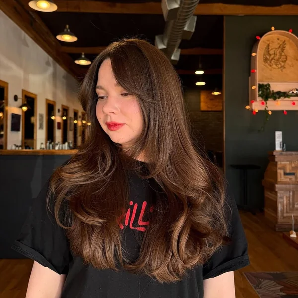 Long Layered Hair with Curtain Bangs