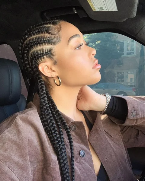 Fulani-Inspired Cornrow and Braid Combo