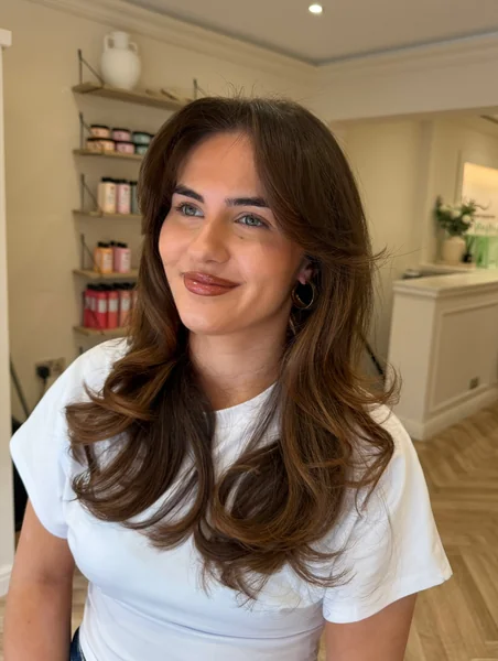 Curled Curtain Bangs Long Hairstyle