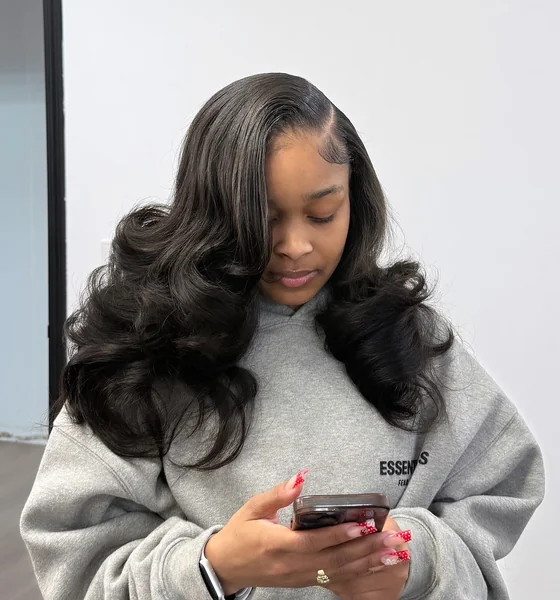 Middle Part Curly Wavy Sew In