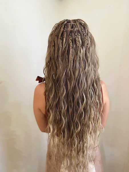 Bohemian Mini Braids with Wavy Ends Back View