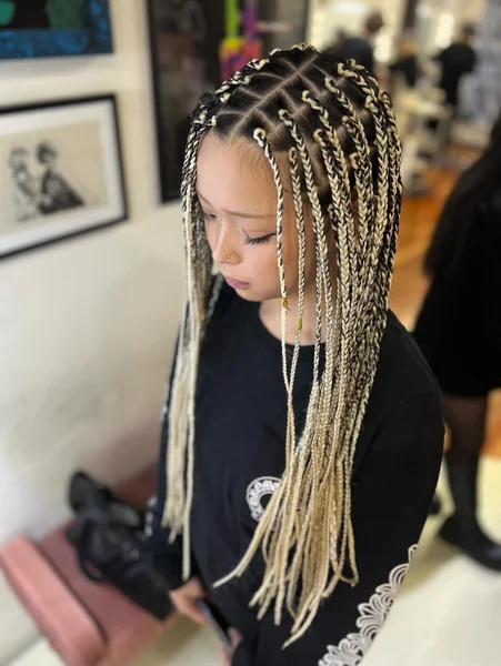 Box Braids for Kids with Blonde Accents