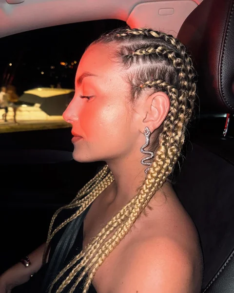 Sleek Blonde Feed-In Cornrows