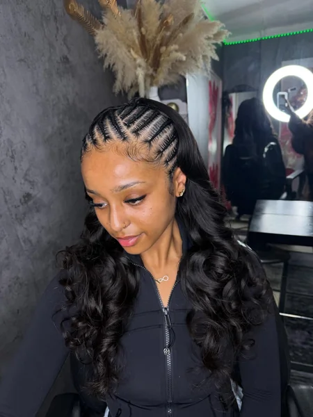 Side-Swept Lemonade Cornrow Braid