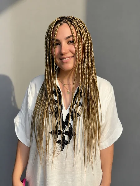 Long Blonde Box Braids, Sleek and Straight