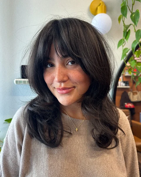 Shorter Wavy Curtain Bangs