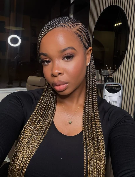 Long Knotless Box Braids in Black and Blonde