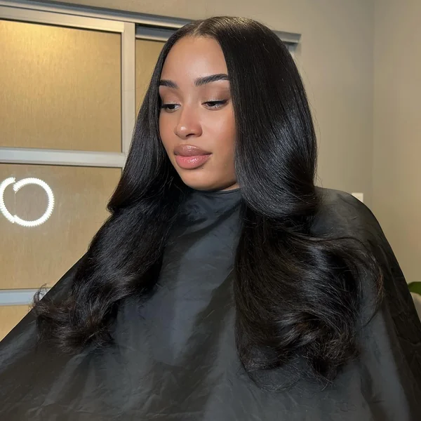 Straight Layered Sew In with Blended Leave Out