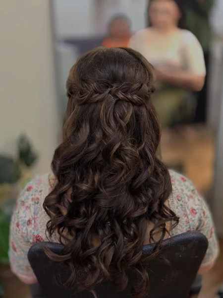 Half-Up Crown Braid with Curls